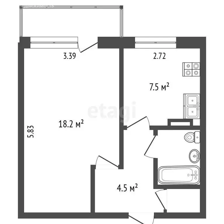 1-комнатная квартира: Молочное, Парковая улица, 10 (35 м) - Фото 1