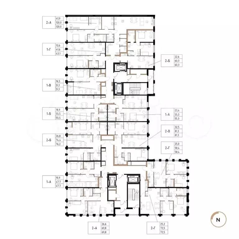 1-к. квартира, 51,1 м, 2/17 эт. - Фото 1