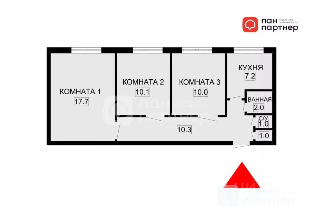 3-к кв. Санкт-Петербург ул. Евдокима Огнева, 22 (58.0 м) - Фото 1