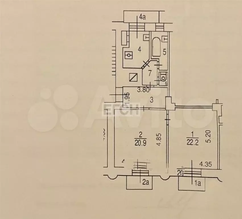 2-к. квартира, 64 м, 4/6 эт. - Фото 0