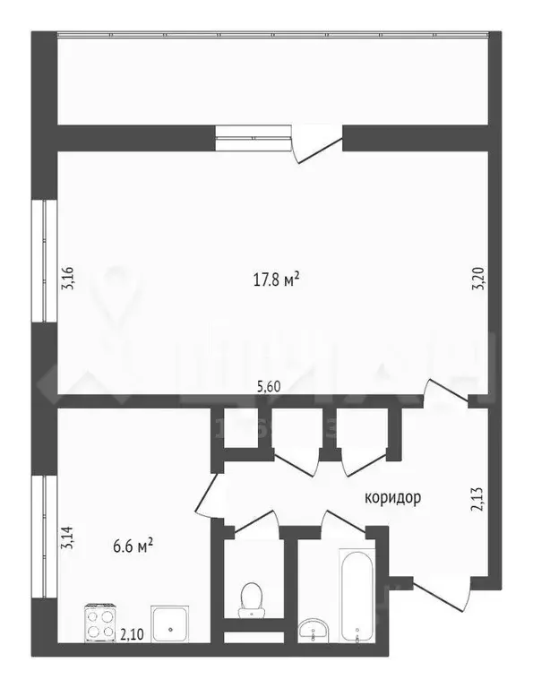 Квартира, 1 комната, 34 м - Фото 1