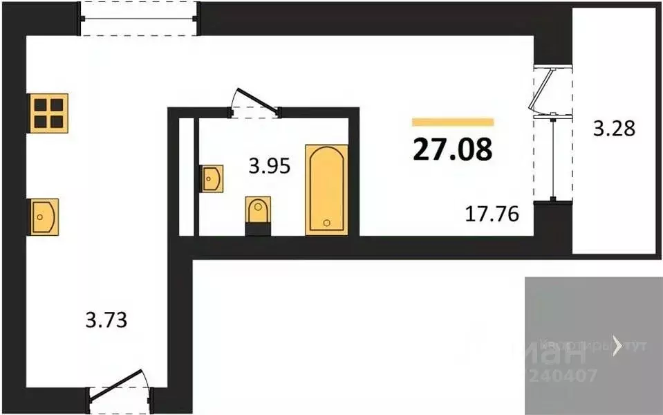 Студия Воронежская область, Воронеж Транспортная ул., 58 (27.08 м) - Фото 1