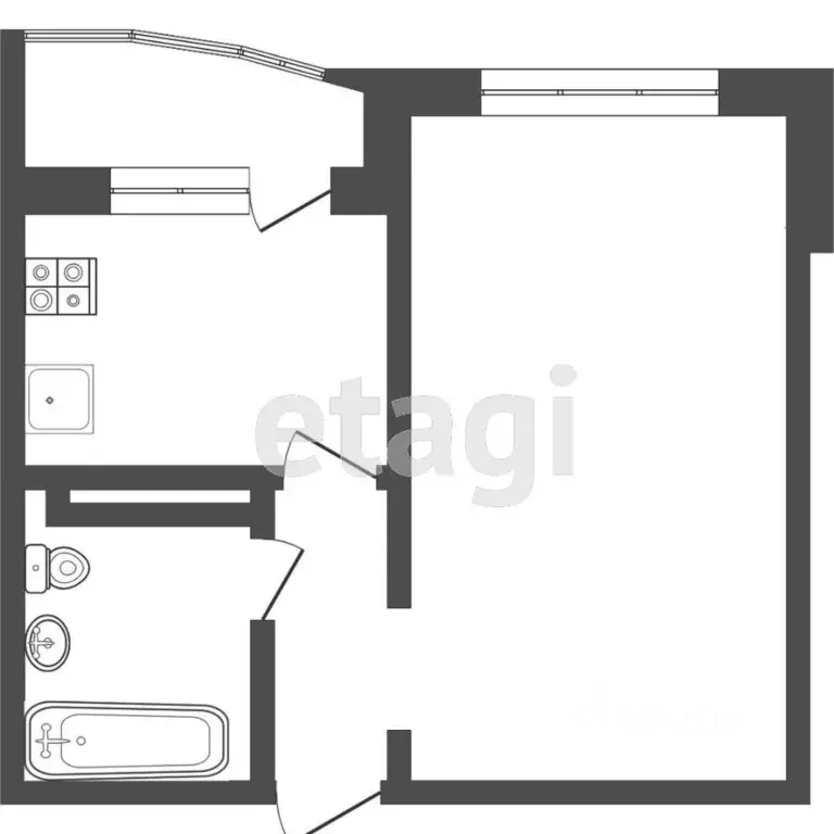 1-к кв. Тюменская область, Тюмень ул. Николая Семенова, 21 (43.2 м) - Фото 1