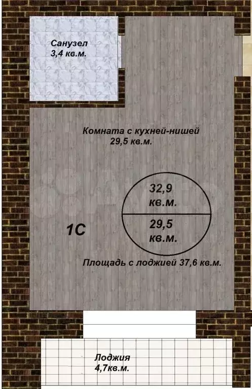 1-к. квартира, 35,3 м, 2/4 эт. - Фото 0