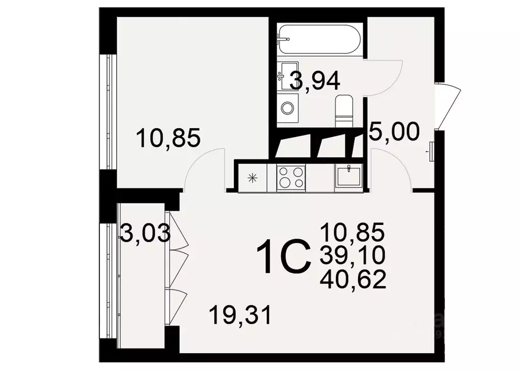 1-к кв. Тульская область, Тула Одоевское ш., 73Б (39.1 м) - Фото 1