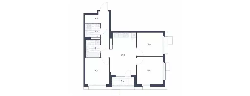 3-к кв. Москва бул. Скандинавский, 2к4 (66.8 м) - Фото 2
