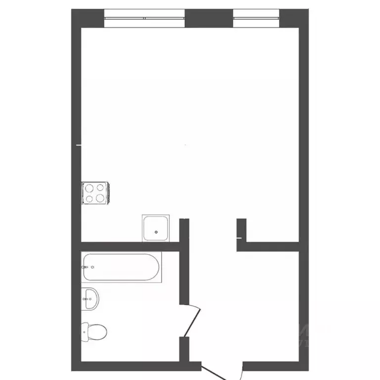 Студия Тюменская область, Тюмень ул. Краснооктябрьская, 8 (33.0 м) - Фото 2