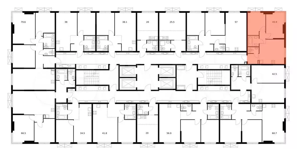 2-к. квартира, 45,9 м, 25/25 эт. - Фото 1