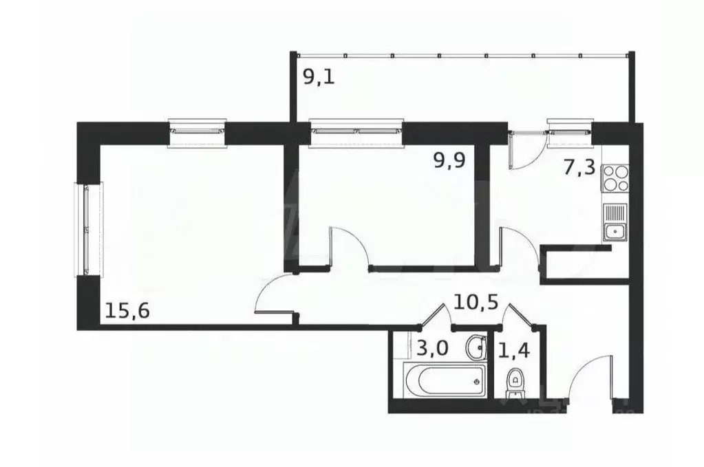 2-к кв. Пензенская область, Пенза ул. Антонова, 5Д (56.8 м) - Фото 2