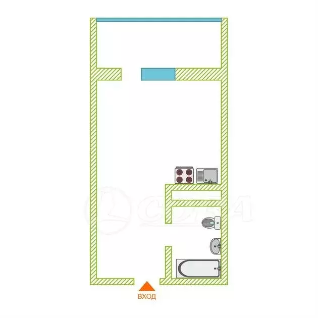 Квартира-студия: Патрушева, улица Александра Пушкина, 16 (20.4 м) - Фото 1