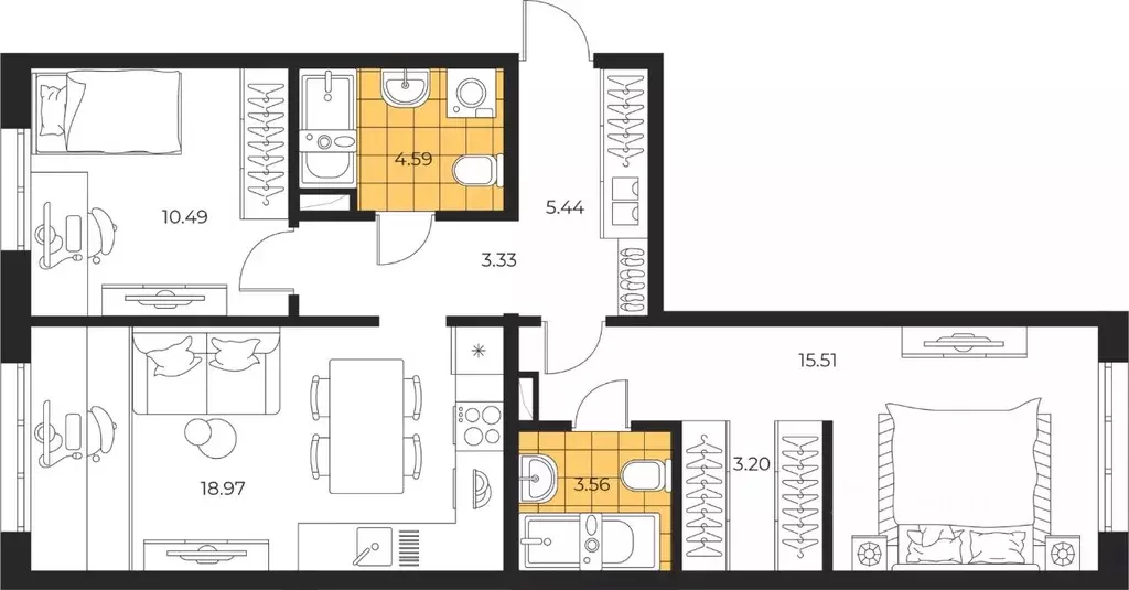 2-к кв. Сахалинская область, Южно-Сахалинск  (65.09 м) - Фото 1