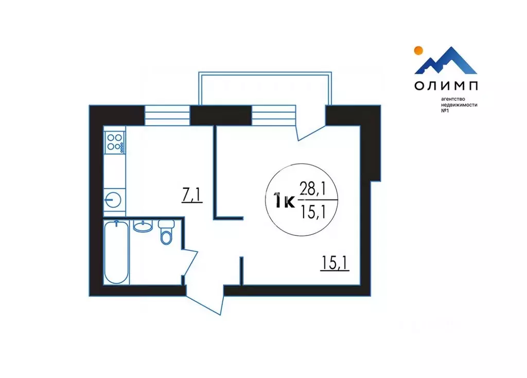 1-к кв. Вологодская область, Вологда ул. Летчика Каберова, 3А (28.1 м) - Фото 2