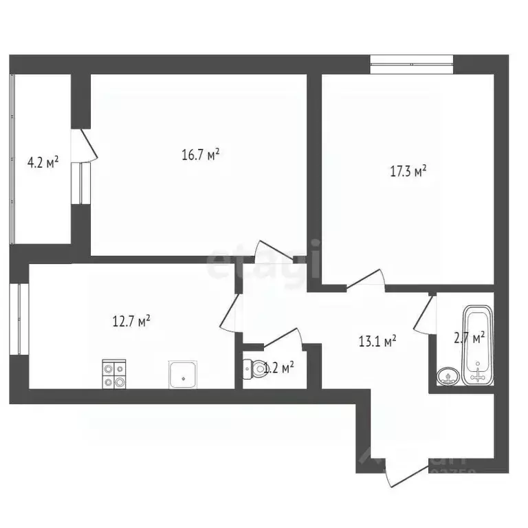 2-к кв. Тамбовская область, Тамбов Радужный мкр, ул. Сабуровская, 1Б ... - Фото 2