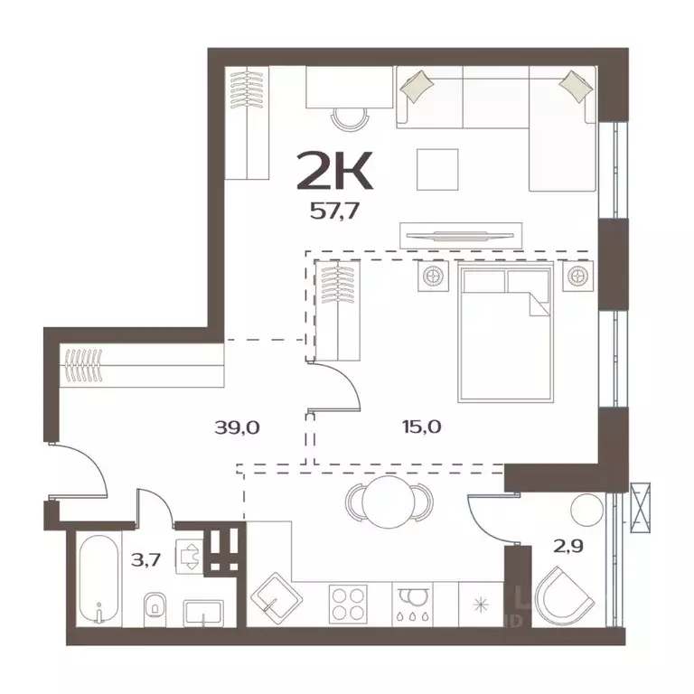 2-к кв. Приморский край, Владивосток ул. Слуцкого, 5А (57.7 м) - Фото 1