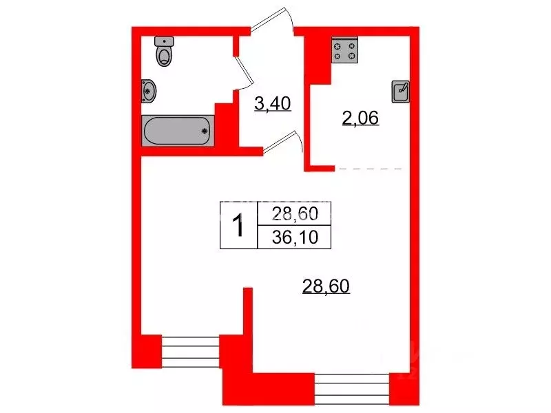 1-к кв. Санкт-Петербург Пулковская ул., 8К2 (36.1 м) - Фото 1