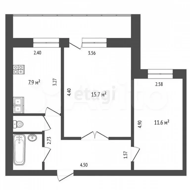 2-к. квартира, 48 м, 7/9 эт. - Фото 0