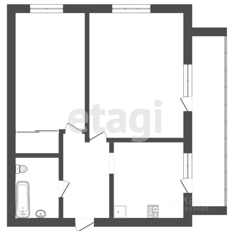 2-к кв. Тюменская область, Тюмень ул. Монтажников, 1 (46.6 м) - Фото 2