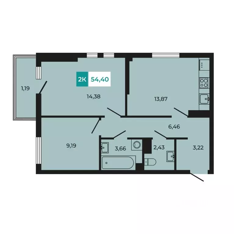 2-к кв. Ростовская область, Аксайский район, Щепкинское с/пос, пос. ... - Фото 1