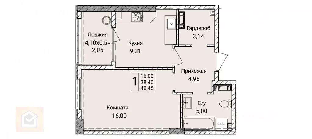 1-к кв. Севастополь ул. Братьев Манганари, 26к1 (40.45 м) - Фото 1