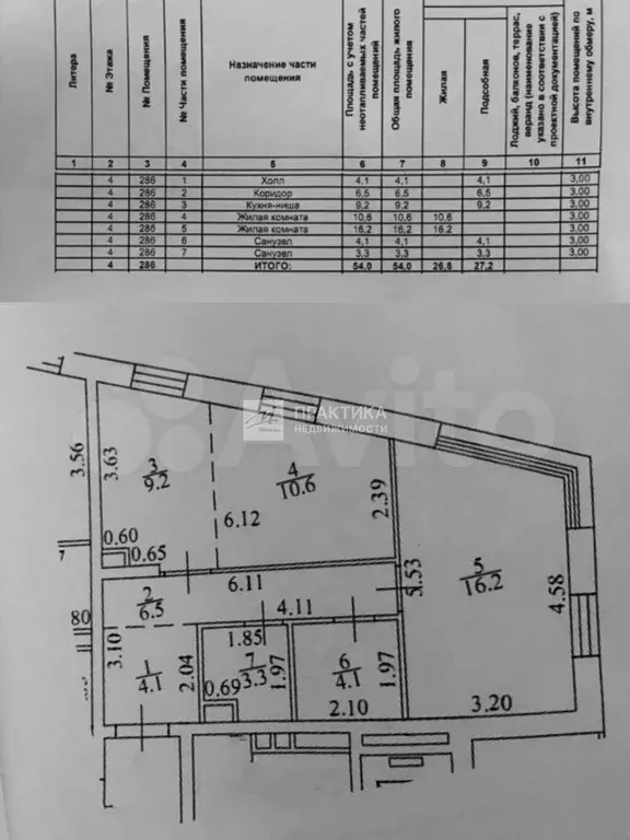2-к. квартира, 54 м, 4/16 эт. - Фото 0