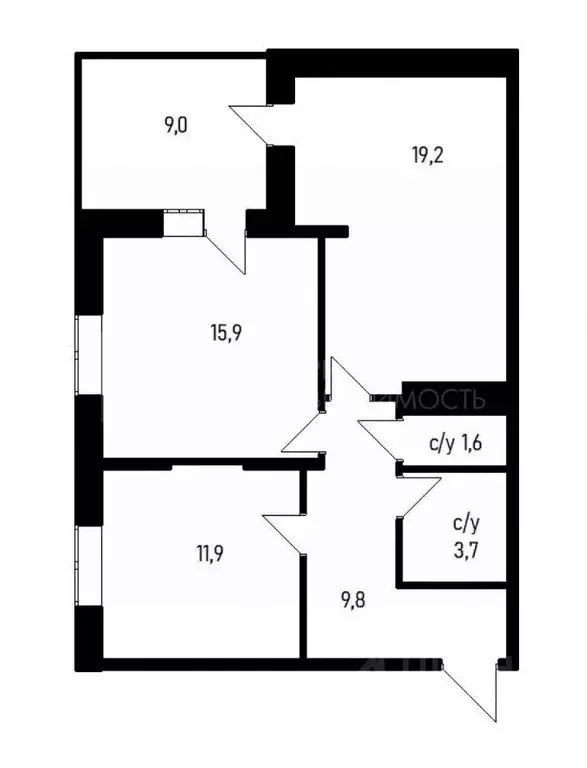 2-к кв. Тюменская область, Тюмень ул. Тимофея Чаркова, 79к1 (62.1 м) - Фото 2