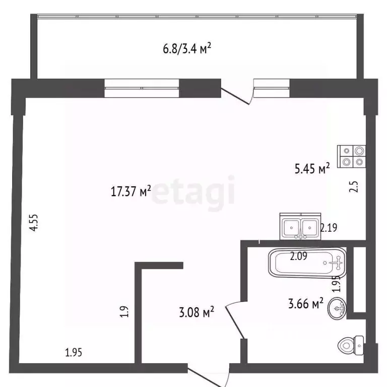 Студия Краснодарский край, Анапа ул. Объездная, 39к2 (36.0 м) - Фото 1