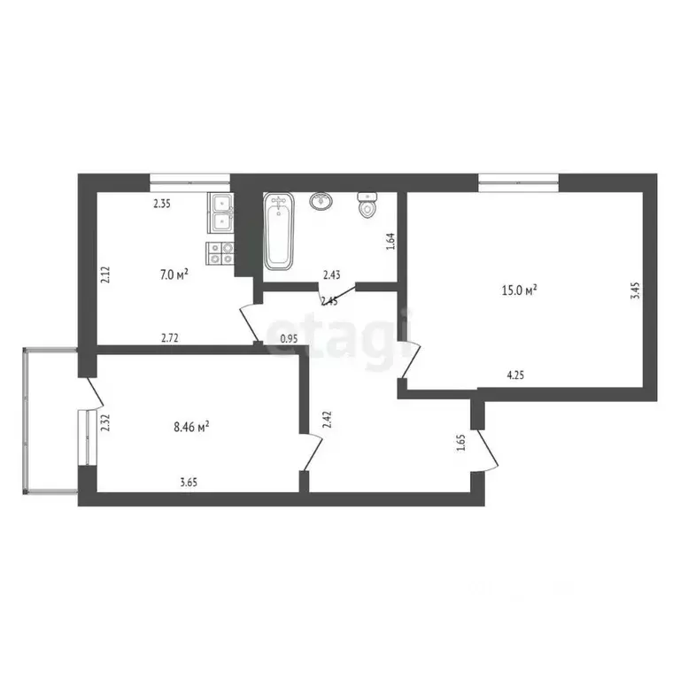 2-к кв. Нижегородская область, Выкса ул. Пушкина, 40 (42.7 м) - Фото 1