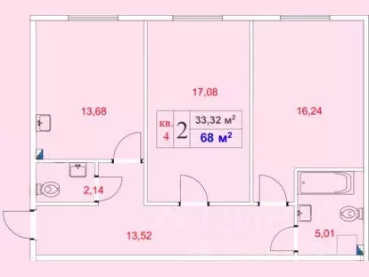 2-к кв. Ленинградская область, Гатчина пер. Банный, 3А (68.0 м) - Фото 0