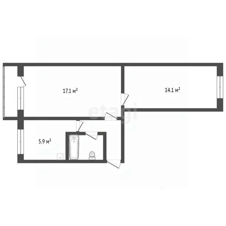 2-к кв. Челябинская область, Озерск ул. Музрукова, 42 (45.4 м) - Фото 2