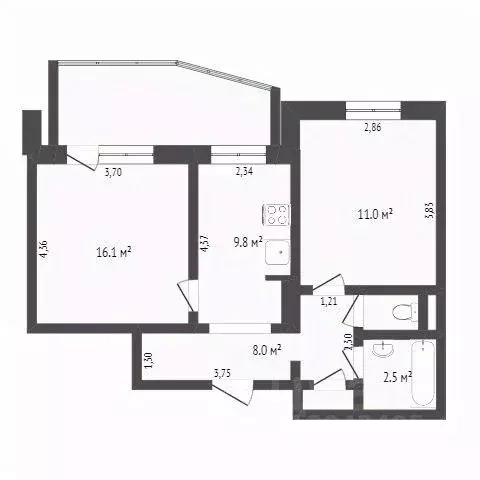 2-к кв. Бурятия, Улан-Удэ ул. Толстого, 10 (48.3 м) - Фото 1