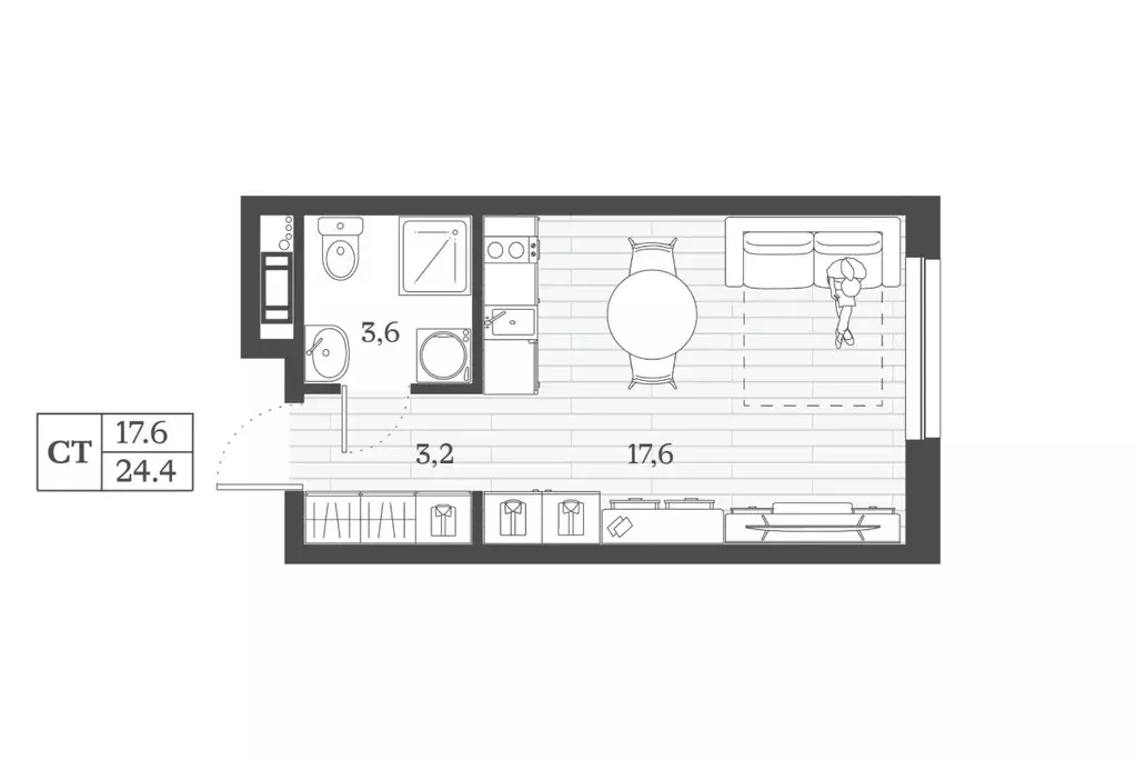 Студия Дагестан, Дербент ул. Сальмана (24.4 м) - Фото 1