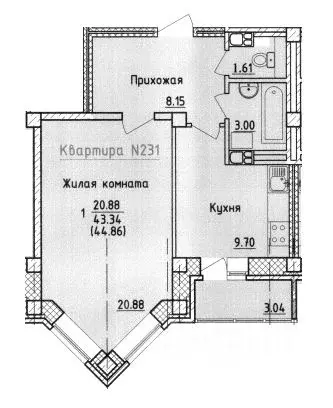 1-к кв. Смоленская область, Смоленск ул. Крупской (44.86 м) - Фото 0