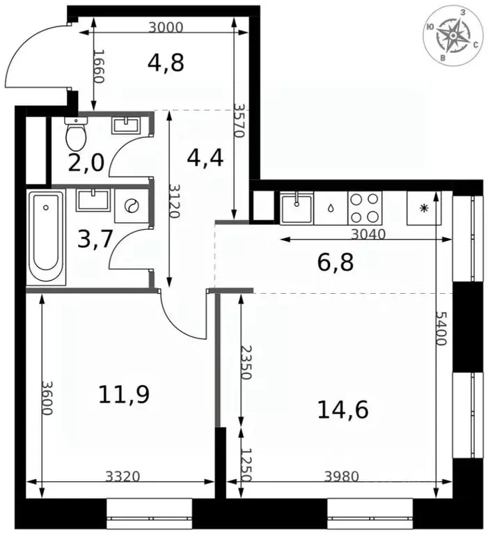 2-к кв. Москва Монтажная ул., 10 (48.2 м) - Фото 1