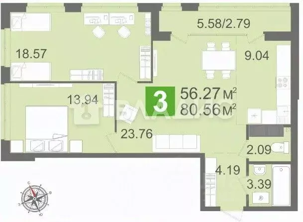 2-к кв. Пензенская область, Пенза ул. Рахманинова, с18 (80.56 м) - Фото 1