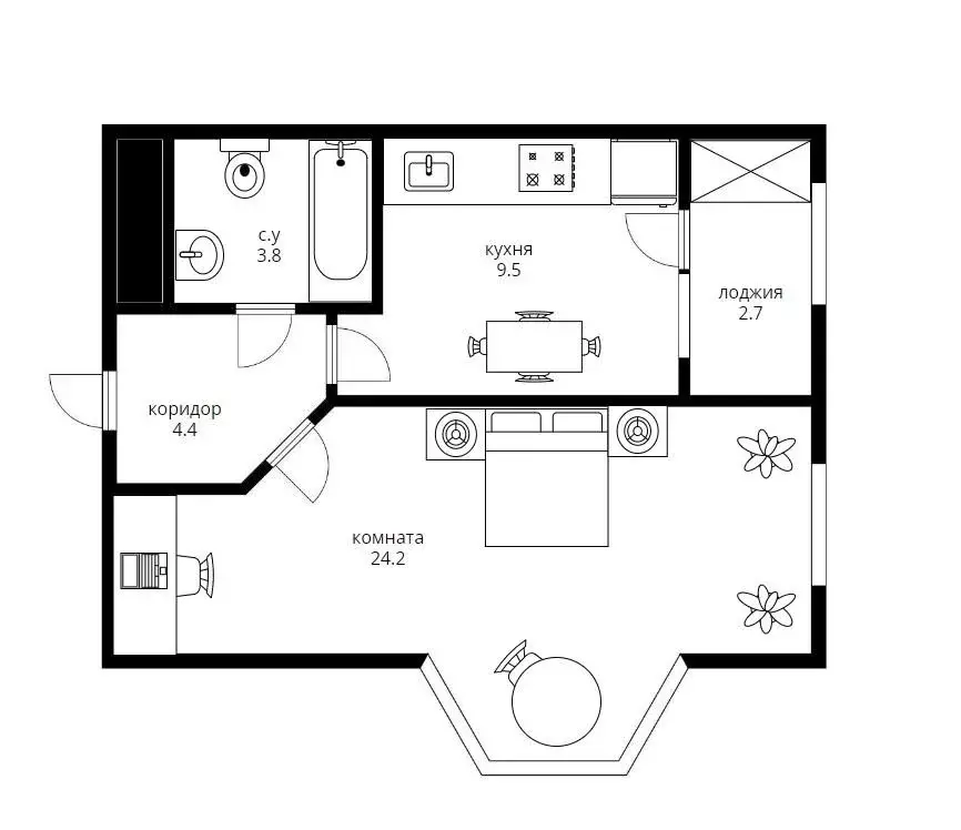 Продаётся 1-к квартира, 45 м - Фото 1