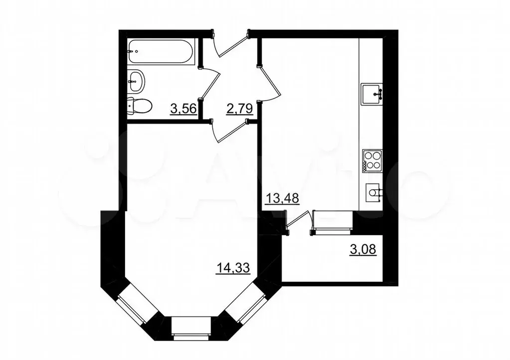 1-к. квартира, 35,7 м, 3/4 эт. - Фото 0