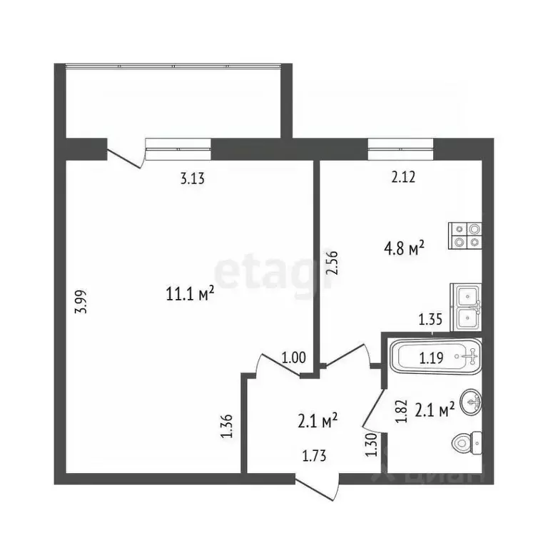 Студия Калининградская область, Калининград Красная ул., 93 (21.0 м) - Фото 1
