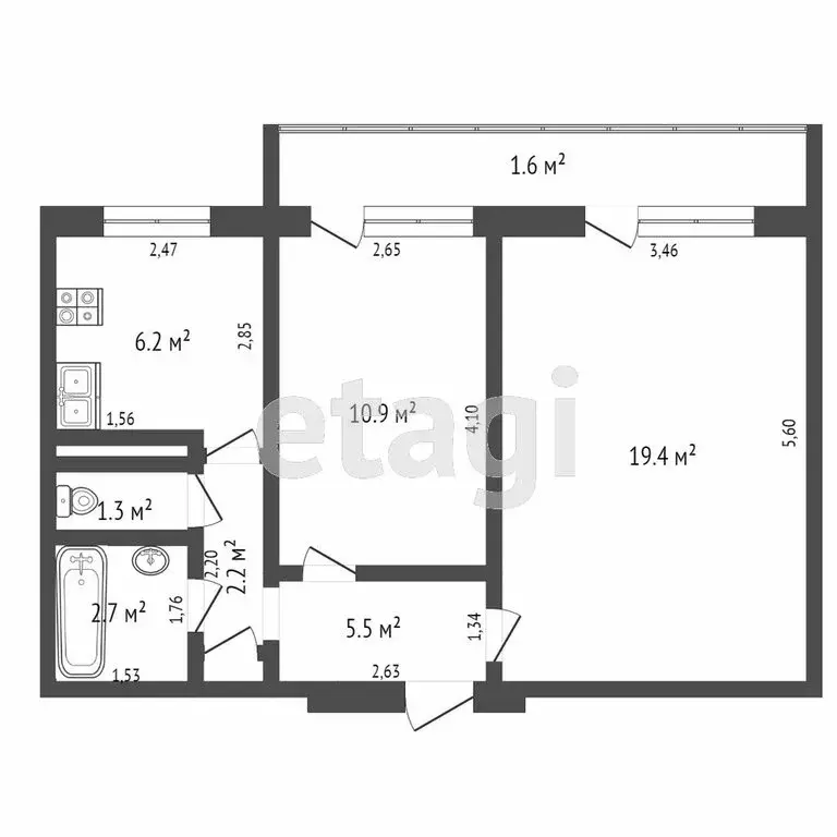 2-комнатная квартира: Тверь, улица Левитана, 24 (50.6 м) - Фото 0