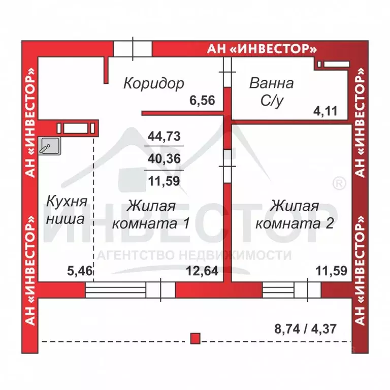 1-к кв. Челябинская область, Челябинск Ярославская ул., 28Г (44.7 м) - Фото 0