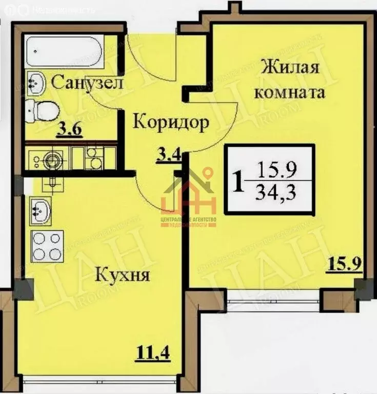 1-комнатная квартира: Ессентуки, Просторная улица, 36к9 (33.4 м) - Фото 0