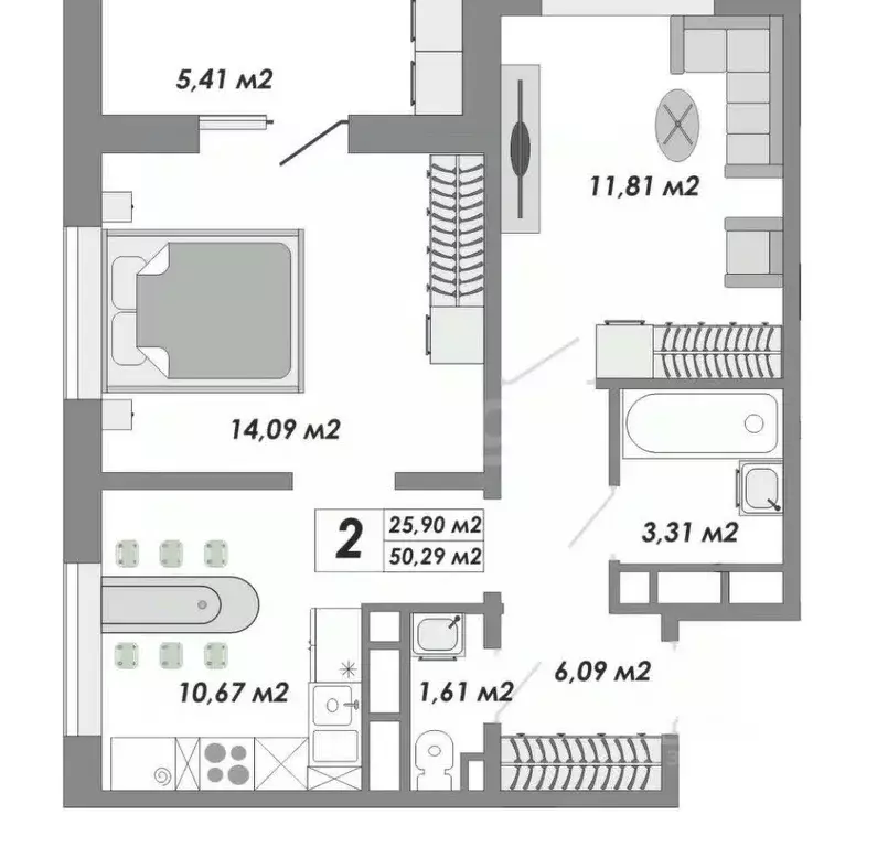 2-к кв. Оренбургская область, Оренбург ул. Гаранькина, 22 (50.29 м) - Фото 0