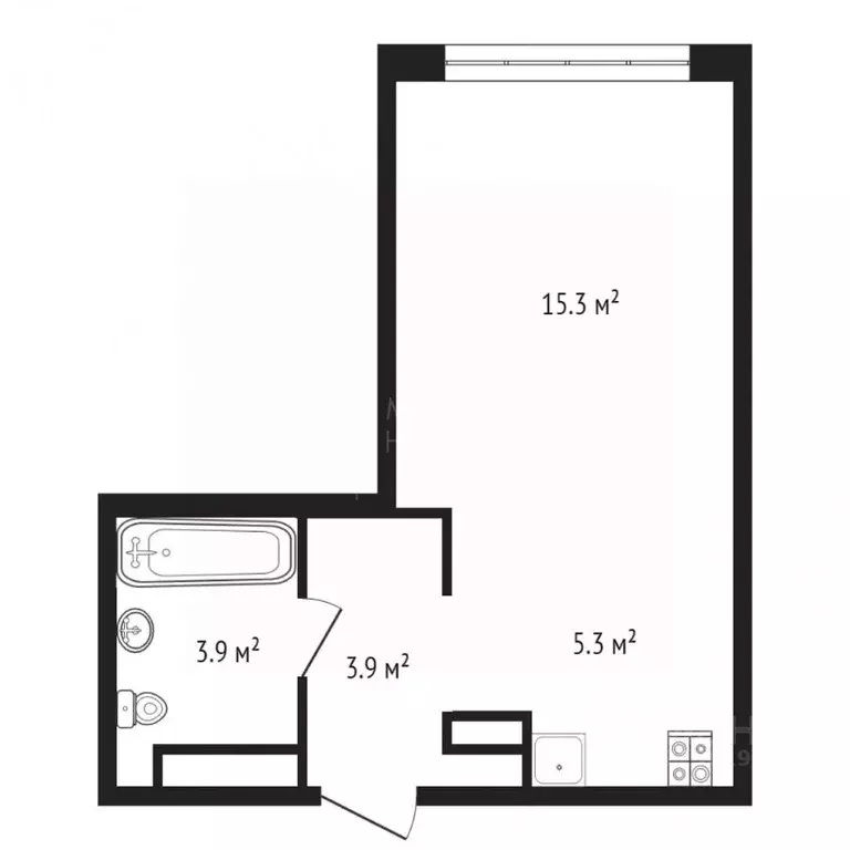 Студия Тюменская область, Тюмень ул. Новоселов, 105 (28.0 м) - Фото 2