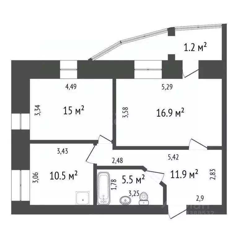 2-к кв. Красноярский край, Красноярск Светлогорская ул., 35Ак2 (61.8 ... - Фото 2