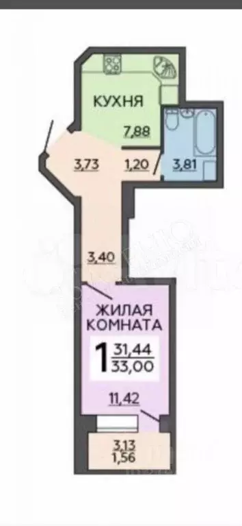 1-к кв. Воронежская область, Воронеж ул. Независимости, 84 (35.0 м) - Фото 1