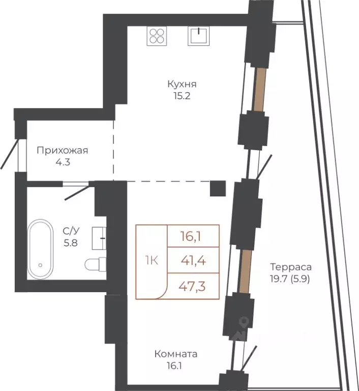 1-к кв. Алтайский край, Барнаул пл. Баварина, 8к2 (47.3 м) - Фото 0