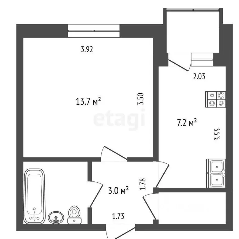 1-к кв. Тюменская область, Тюмень ул. Газовиков, 28а (29.3 м) - Фото 0