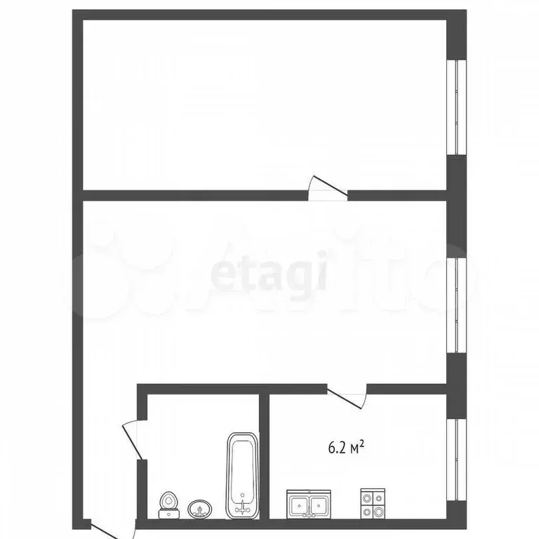 2-к. квартира, 52 м, 3/5 эт. - Фото 0