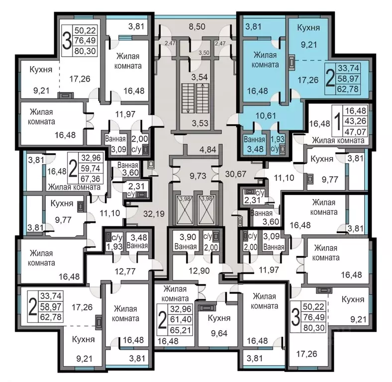 2-к кв. Калужская область, Калуга ул. Минская, 23к1 (62.78 м) - Фото 0