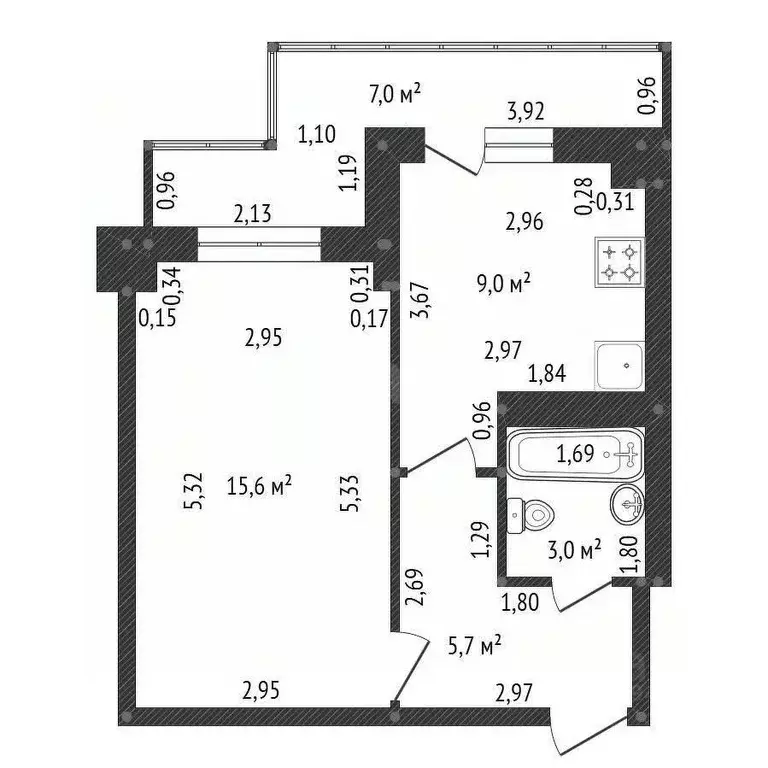 1-к кв. Башкортостан, Уфа Дагестанская ул., 16/1 (33.3 м) - Фото 1