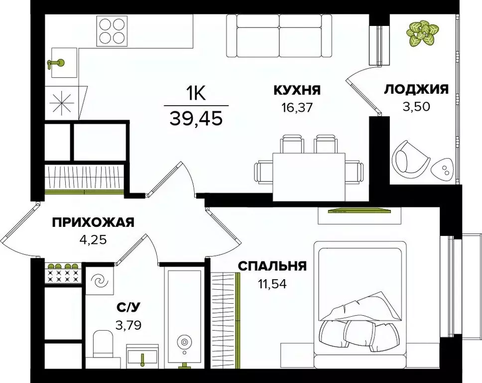 1-к кв. Тульская область, Тула  (39.45 м) - Фото 0